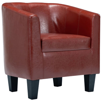 Dealsmate  Tub Chair Wine Red Faux Leather
