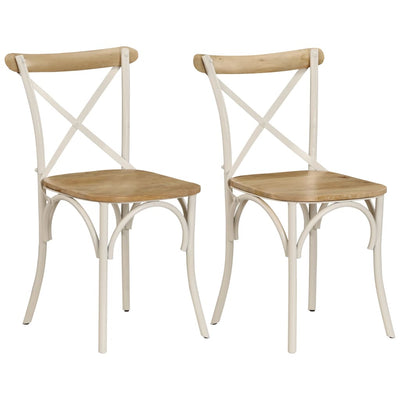 Dealsmate  Cross Chairs 2 pcs White Solid Mango Wood