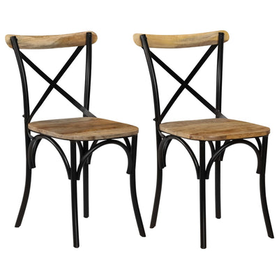 Dealsmate  Cross Chairs 2 pcs Black Solid Mango Wood