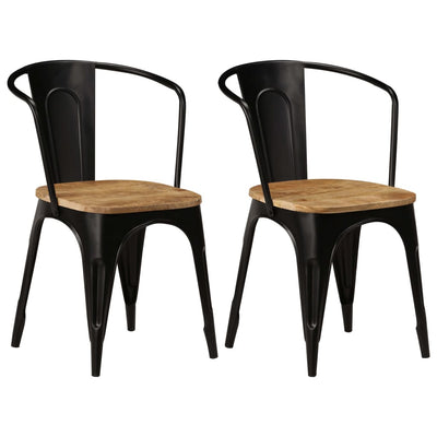 Dealsmate  Dining Chairs 2 pcs Black Solid Mango Wood