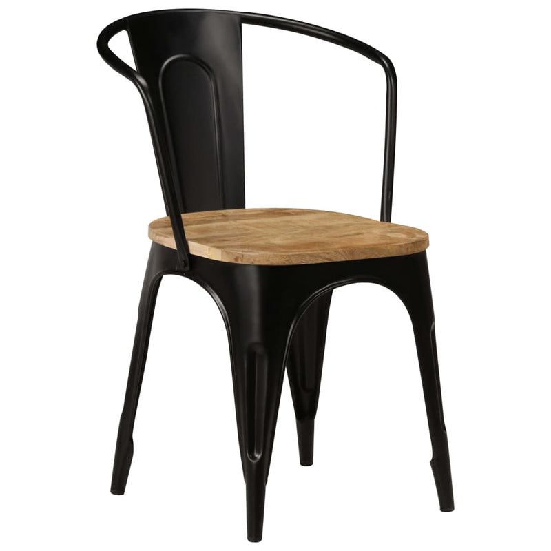 Dealsmate  Dining Chairs 2 pcs Black Solid Mango Wood