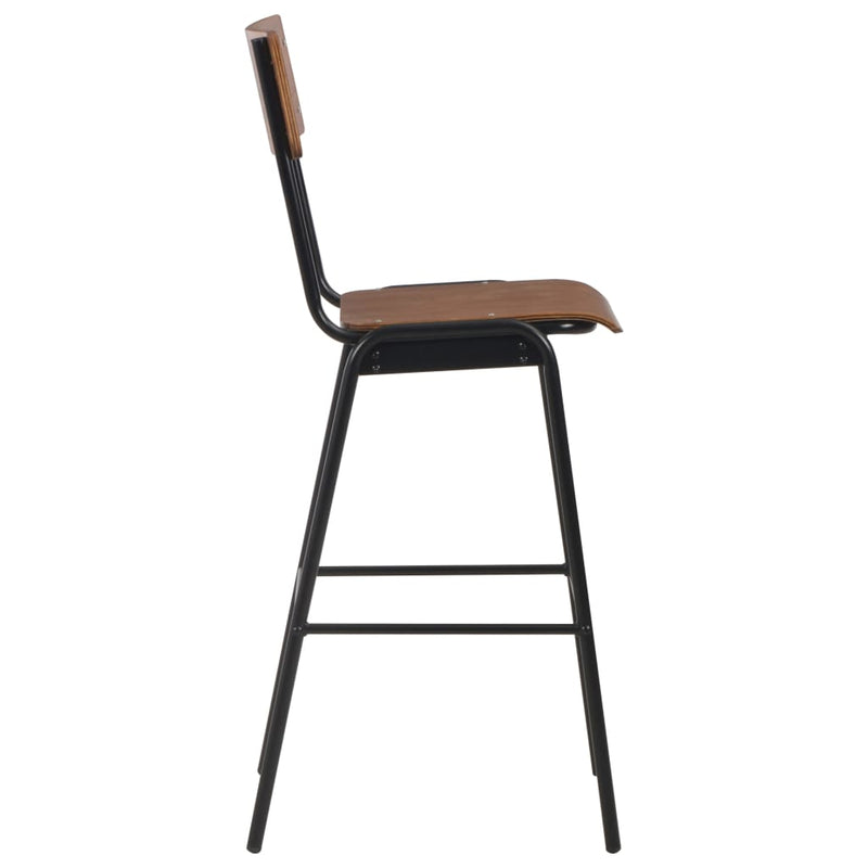 Dealsmate  Bar Chairs 2 pcs Brown Solid Plywood Steel