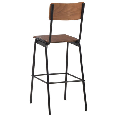 Dealsmate  Bar Chairs 2 pcs Brown Solid Plywood Steel