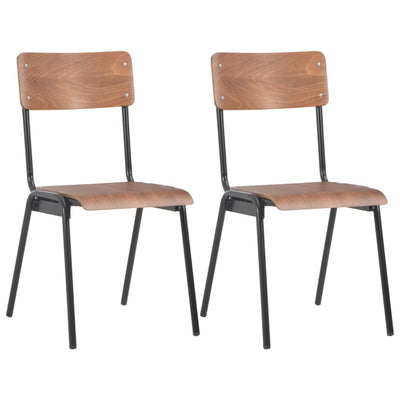 Dealsmate  Dining Chairs 2 pcs Brown Solid Plywood Steel