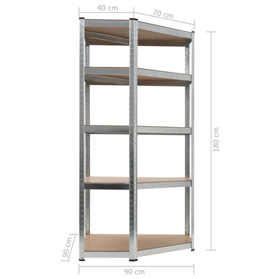 Dealsmate  5-Layer Corner Shelf Silver Steel&Engineered Wood