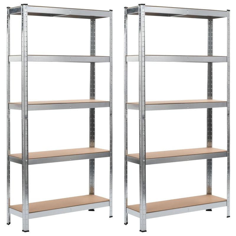 Dealsmate  Storage Shelves 2 pcs Silver 90x30x180 cm Steel and MDF