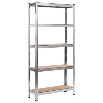 Dealsmate  Storage Shelves 2 pcs Silver 90x30x180 cm Steel and MDF