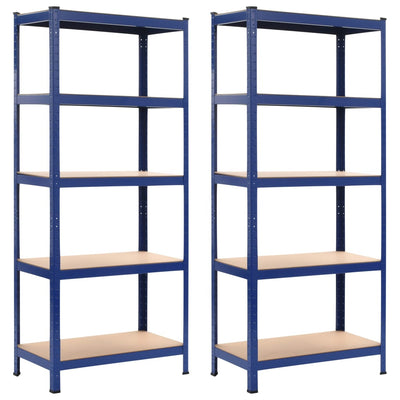 Dealsmate  Storage Shelves 2 pcs Blue 80x40x180 cm Steel and MDF
