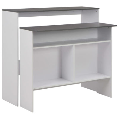 Dealsmate  Bar Table with 2 Table Tops White and Grey 130x40x120 cm