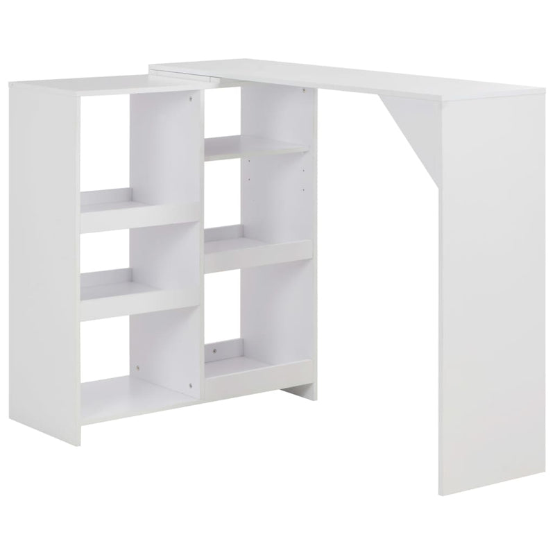 Dealsmate  Bar Table with Moveable Shelf White 138x39x110 cm