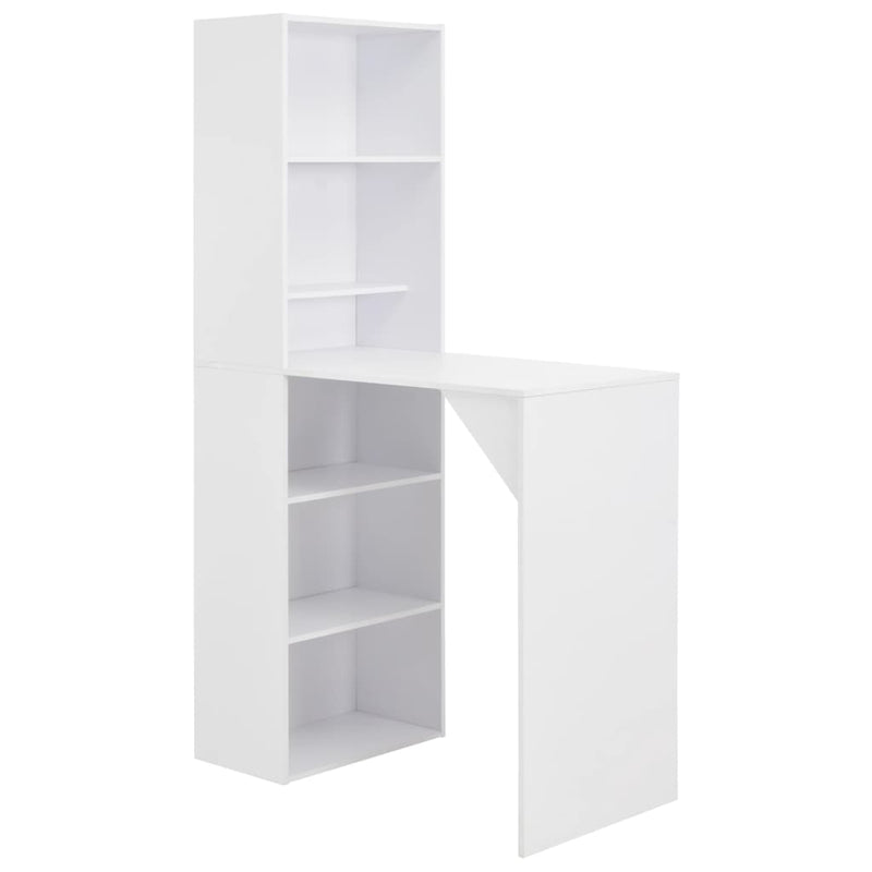 Dealsmate  Bar Table with Cabinet White 115x59x200 cm