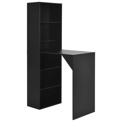 Dealsmate  Bar Table with Cabinet Black 115x59x200 cm