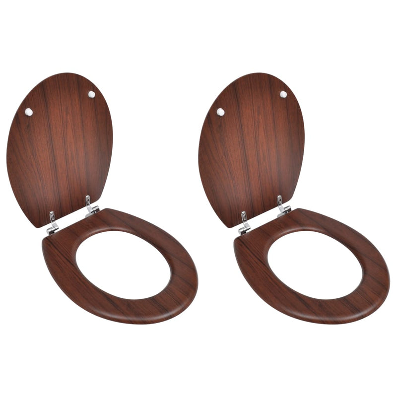 Dealsmate  Toilet Seats with Lids 2 pcs MDF Brown