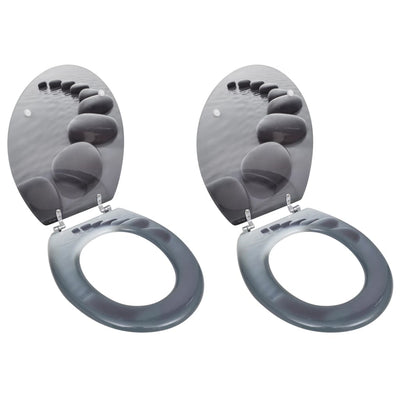 Dealsmate  Toilet Seats with Lids 2 pcs MDF Stones