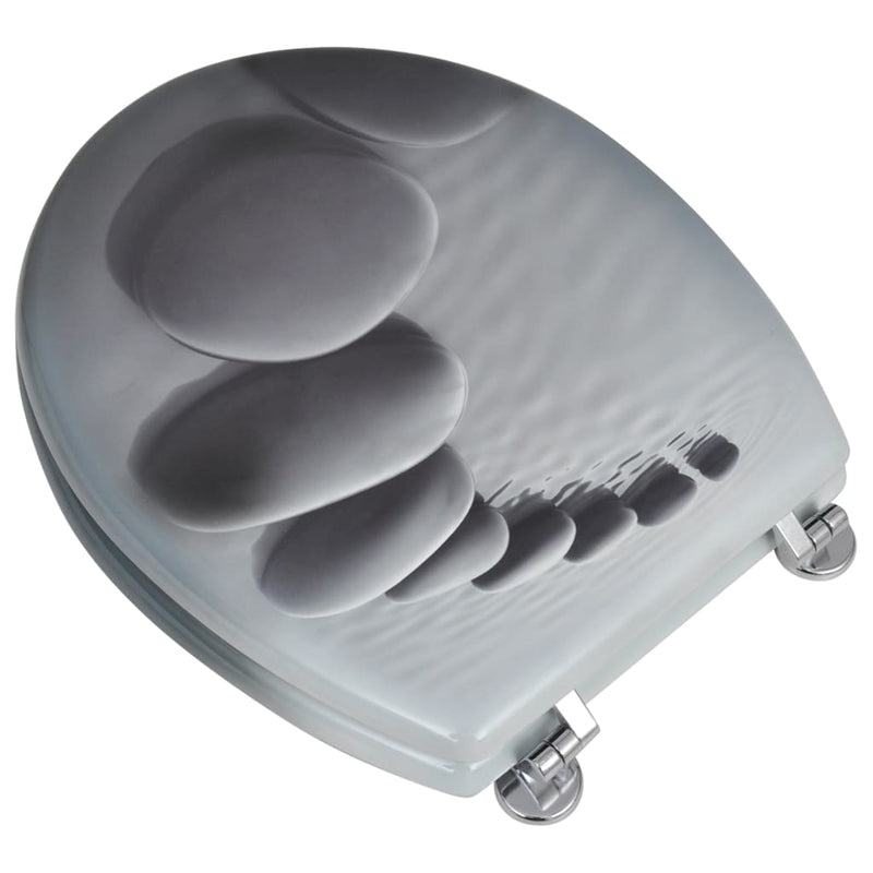 Dealsmate  Toilet Seats with Lids 2 pcs MDF Stones