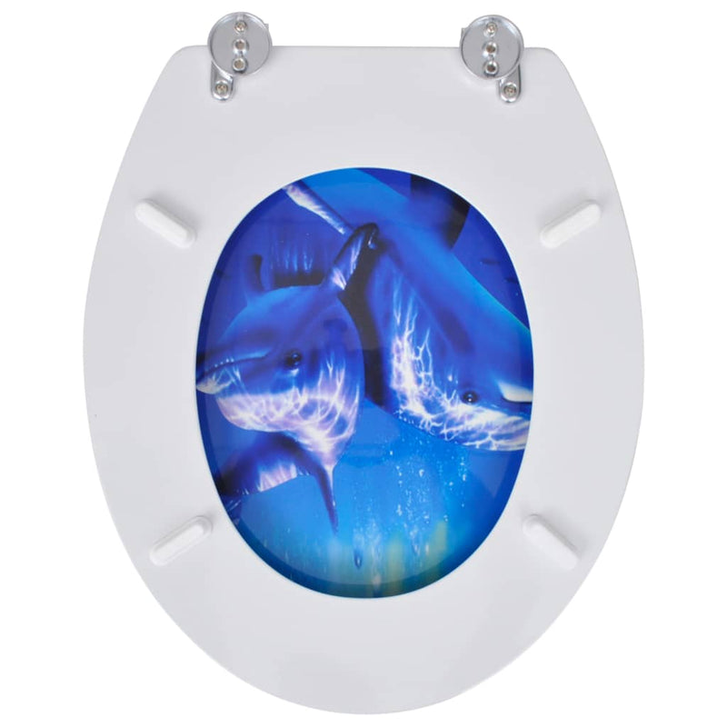 Dealsmate  Toilet Seats with Lids 2 pcs MDF Dolphin