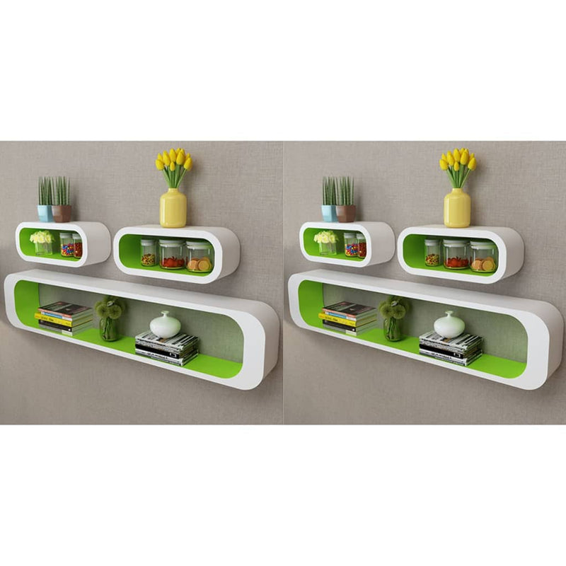 Dealsmate  Wall Cube Shelves 6 pcs Green and White