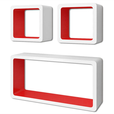 Dealsmate  Wall Cube Shelves 6 pcs White and Red