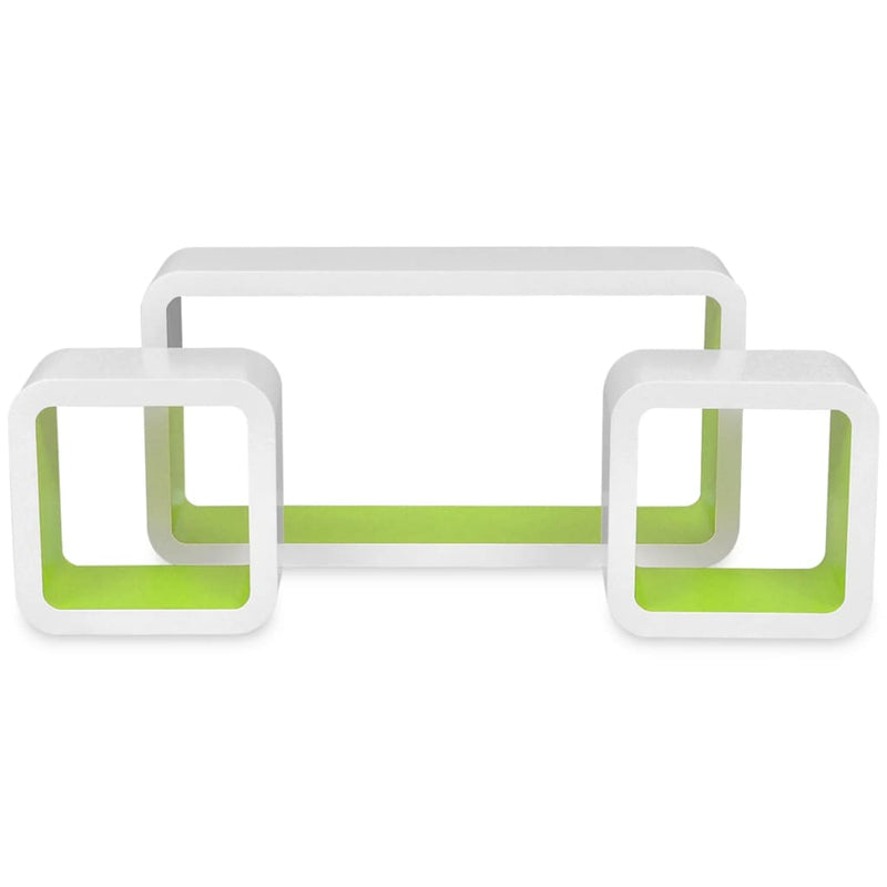 Dealsmate  Wall Cube Shelves 6 pcs White and Green