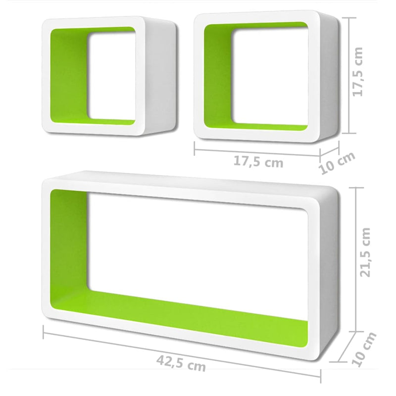 Dealsmate  Wall Cube Shelves 6 pcs White and Green