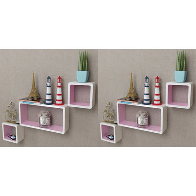 Dealsmate  Wall Cube Shelves 6 pcs White and Pink