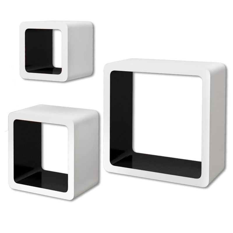 Dealsmate  Wall Cube Shelves 6 pcs White and Black