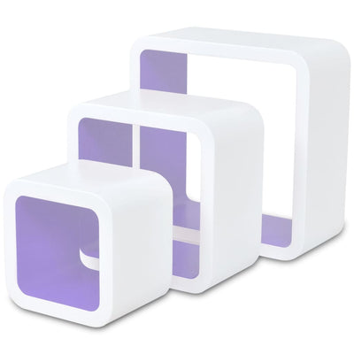 Dealsmate  Wall Cube Shelves 6 pcs White and Purple
