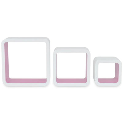 Dealsmate  Wall Cube Shelves 6 pcs White and Pink