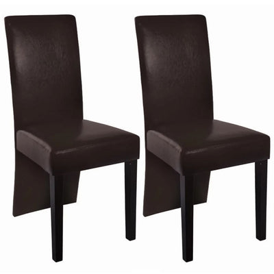 Dealsmate  Dining Chairs 2 pcs Dark Brown Faux Leather