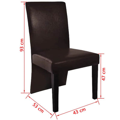 Dealsmate  Dining Chairs 4 pcs Dark Brown Faux Leather