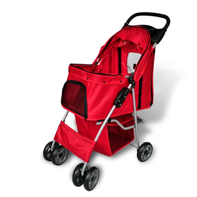 Dealsmate  Pet Stroller Travel Carrier Red Folding
