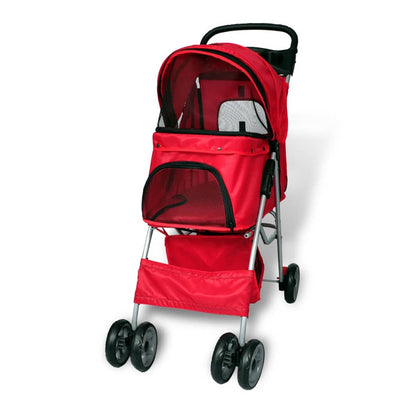 Dealsmate  Pet Stroller Travel Carrier Red Folding