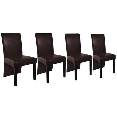 Dealsmate  Dining Chairs 4 pcs Dark Brown Faux Leather