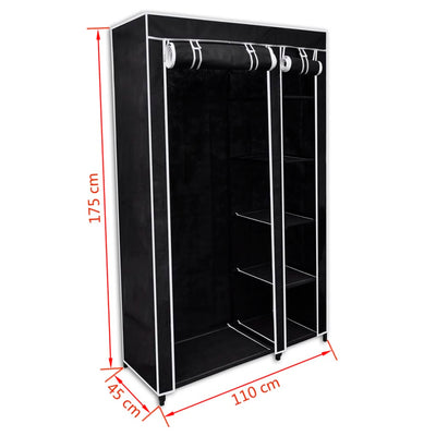 Dealsmate  Folding Wardrobe Black 110 x 45 x 175 cm