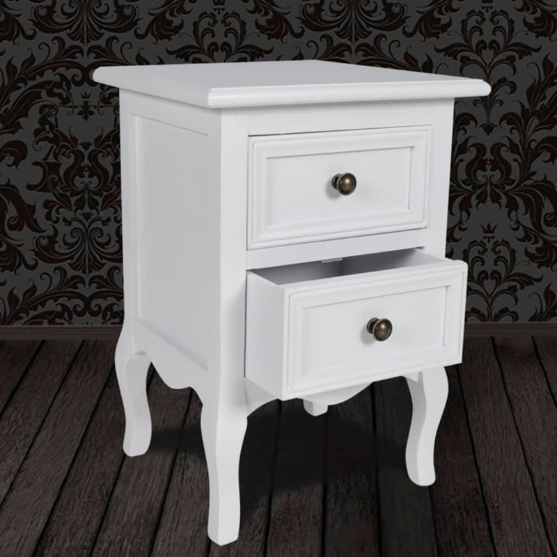 Dealsmate  Nightstand with 2 Drawers MDF White