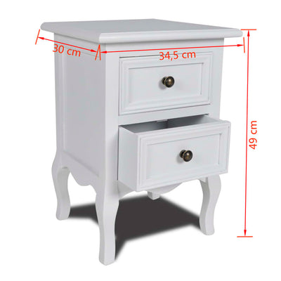 Dealsmate  Nightstand with 2 Drawers MDF White