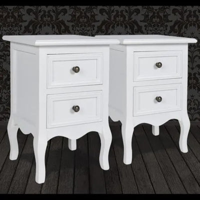 Dealsmate  Nightstands 2 pcs with 2 Drawers MDF White