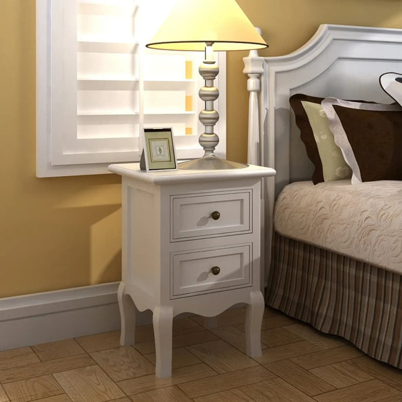 Dealsmate  Nightstands 2 pcs with 2 Drawers MDF White
