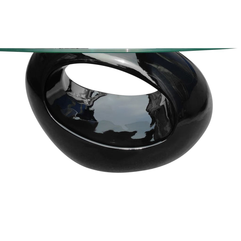 Dealsmate  Coffee Table with Oval Glass Top High Gloss Black