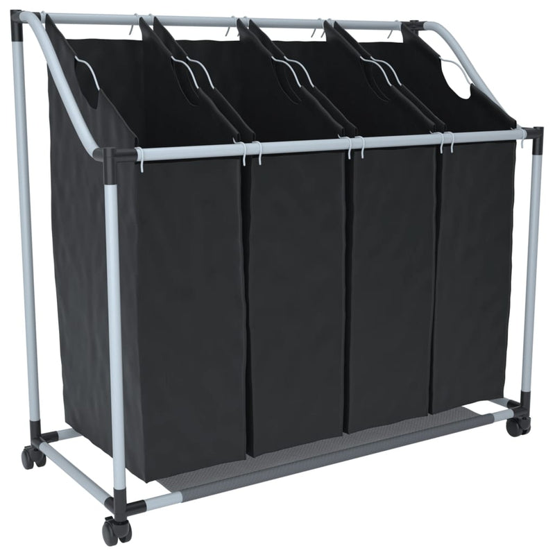 Dealsmate Laundry sorter with 4 bags black grey