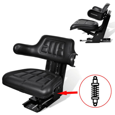 Dealsmate  Tractor Seat with Suspension Black