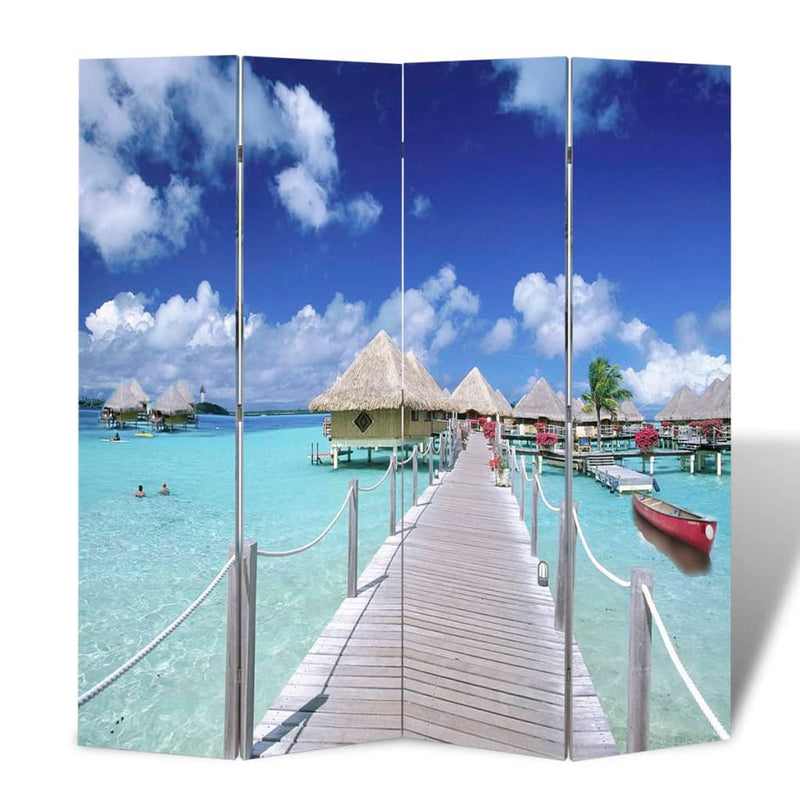 Dealsmate  Folding Room Divider Print 160 x 170 Beach
