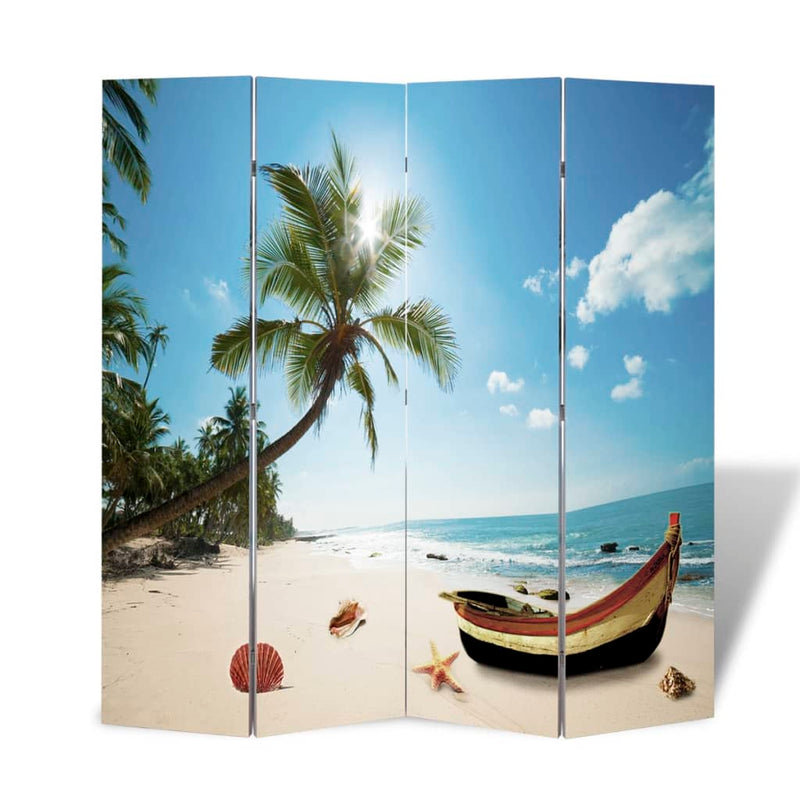 Dealsmate  Folding Room Divider Print 160 x 170 Beach