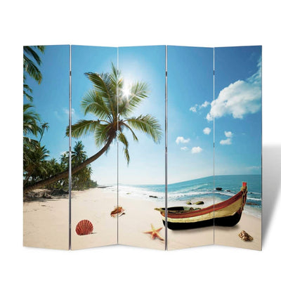 Dealsmate  Folding Room Divider Print 200 x 170 Beach