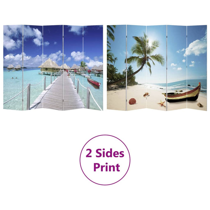 Dealsmate  Folding Room Divider Print 200 x 170 Beach