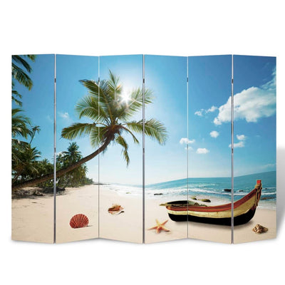 Dealsmate  Folding Room Divider Print 217x170cm Beach