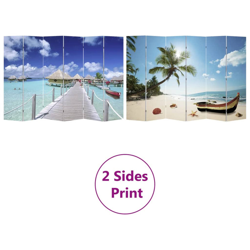 Dealsmate  Folding Room Divider Print 217x170cm Beach