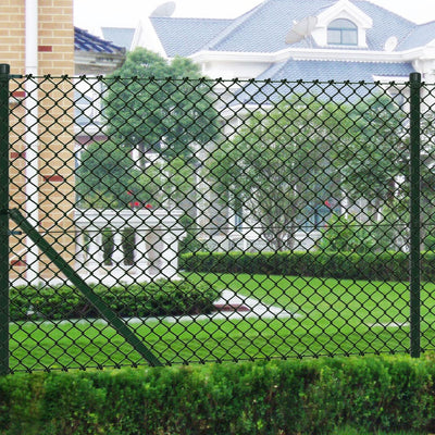 Dealsmate  Chain Link Fence with Posts Steel 0.8x15 m Green