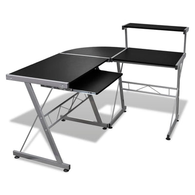 Dealsmate Computer Desk Workstation With Pull Out Keyboard Tray Black