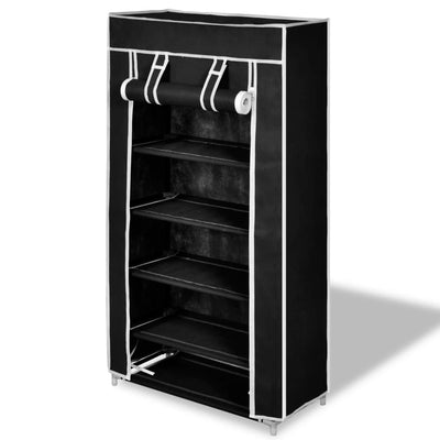 Dealsmate Fabric Shoe Cabinet with Cover 58 x 28 x 106 cm Black